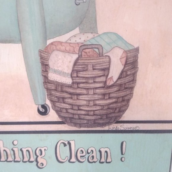 Rectangle Laundry Room Wooden Retro Style Picture Sign Linda Spivey Wash-O-Matic - Picture 11 of 12